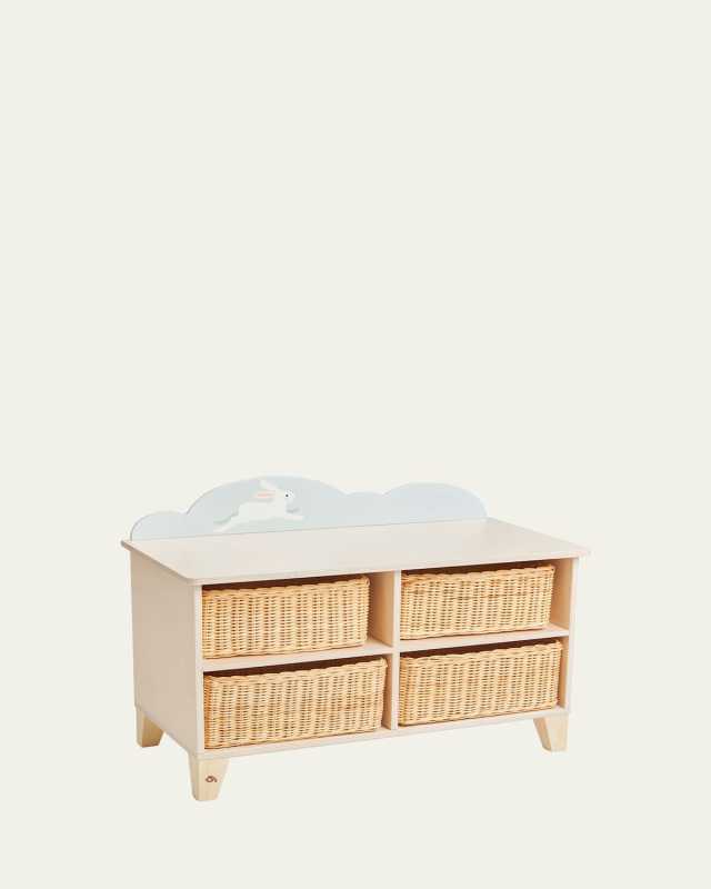 Bunny Storage Unit w/ Wicker Baskets